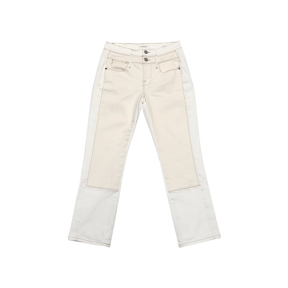 FRAME LE HIGH SPRING MIX HIGH WAIST DISTRESSED CROP STRAIGHT LEG JEANS SZ 26